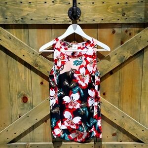 CABI HIBISCUS BLOUSE FLORAL TANK TOP STYLE 5542 SIZE XS